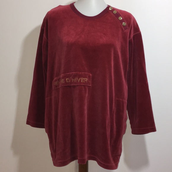 Sonia Rykiel Red velour sweatshirt vintage large - Picture 1 of 5